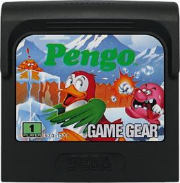 Cartridge artwork for Pengo on the Sega Game Gear.