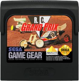 Cartridge artwork for R.C. Grand Prix on the Sega Game Gear.