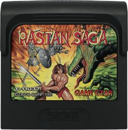 Cartridge artwork for Rastan Saga on the Sega Game Gear.