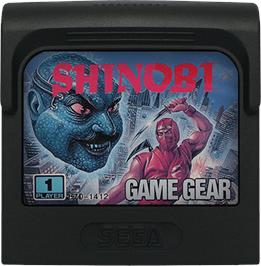 Cartridge artwork for Shinobi on the Sega Game Gear.