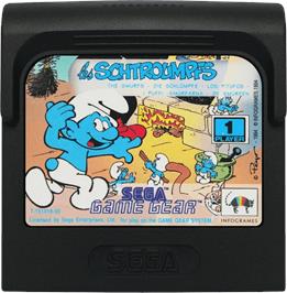 Cartridge artwork for Smurfs on the Sega Game Gear.