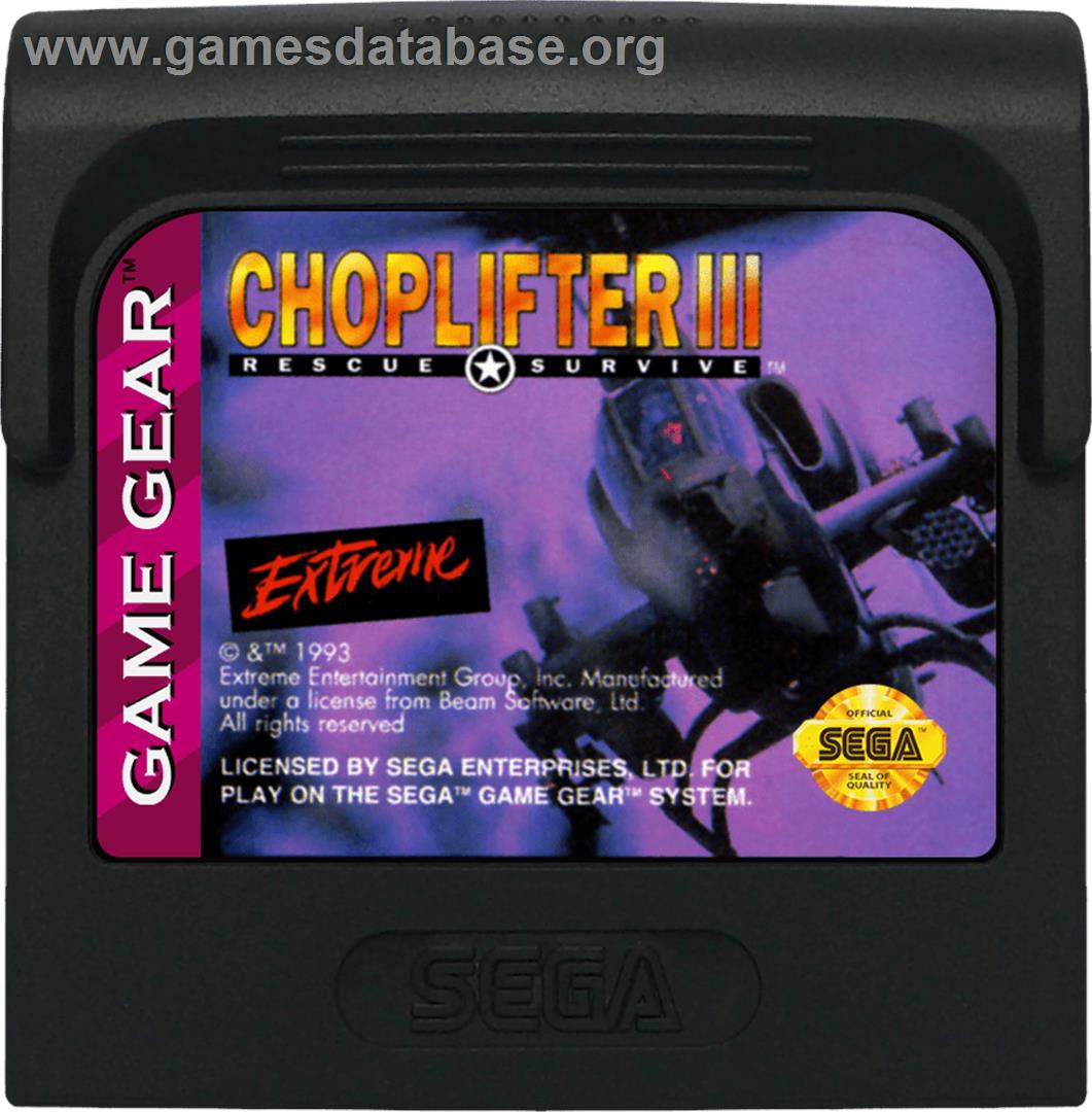 Choplifter 3 - Sega Game Gear - Artwork - Cartridge