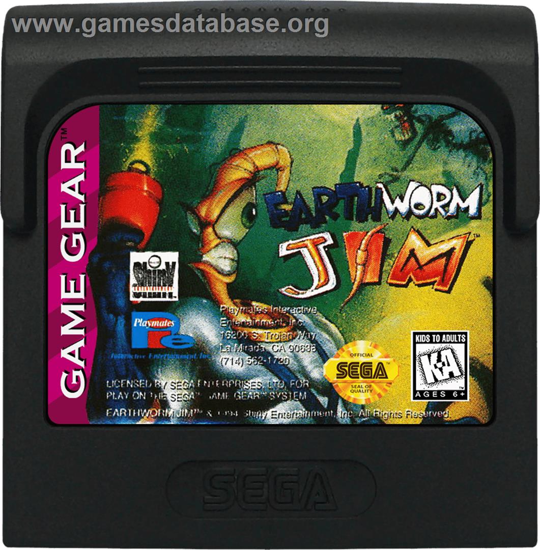 Earthworm Jim - Sega Game Gear - Artwork - Cartridge