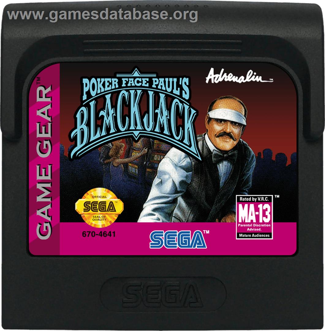 Poker Face Paul's Blackjack - Sega Game Gear - Artwork - Cartridge
