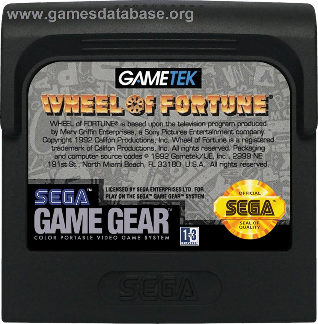 Wheel Of Fortune: Featuring Vanna White - Sega Game Gear - Artwork - Cartridge