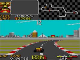 In game image of Ayrton Senna's Super Monaco GP 2 on the Sega Game Gear.