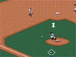 In game image of Frank Thomas Big Hurt Baseball on the Sega Game Gear.