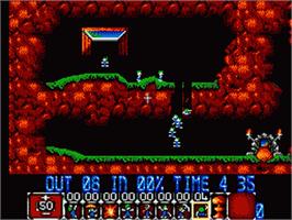 In game image of Lemmings on the Sega Game Gear.