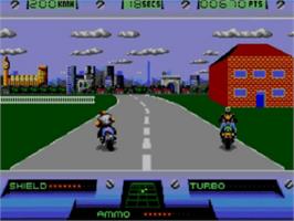 In game image of Out Run Europa on the Sega Game Gear.