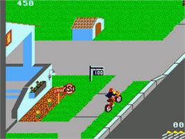 In game image of Paperboy on the Sega Game Gear.