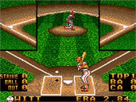 In game image of RBI Baseball '94 on the Sega Game Gear.