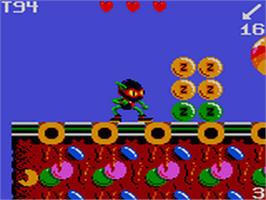 In game image of Zool on the Sega Game Gear.