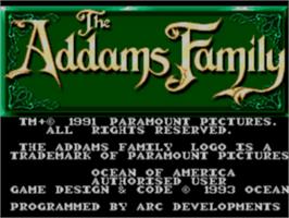 Title screen of Addams Family, The on the Sega Game Gear.