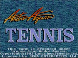 Title screen of Andre Agassi Tennis on the Sega Game Gear.