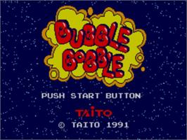 Title screen of Bubble Bobble on the Sega Game Gear.