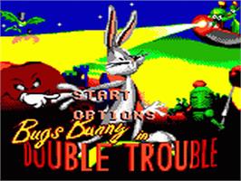Title screen of Bugs Bunny in Double Trouble on the Sega Game Gear.