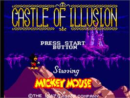 Title screen of Castle of Illusion starring Mickey Mouse on the Sega Game Gear.