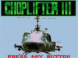 Title screen of Choplifter 3 on the Sega Game Gear.