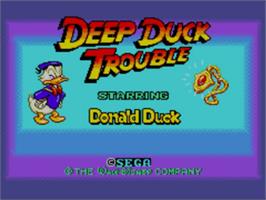 Title screen of Deep Duck Trouble starring Donald Duck on the Sega Game Gear.