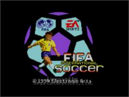 Title screen of FIFA International Soccer on the Sega Game Gear.