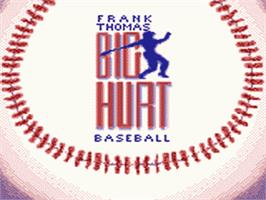 Title screen of Frank Thomas Big Hurt Baseball on the Sega Game Gear.
