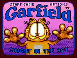 Title screen of Garfield: Caught in the Act on the Sega Game Gear.