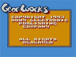 Title screen of Gear Works on the Sega Game Gear.