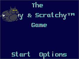 Title screen of Itchy & Scratchy Game on the Sega Game Gear.