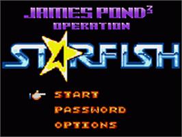 Title screen of James Pond 3: Operation Starfish on the Sega Game Gear.