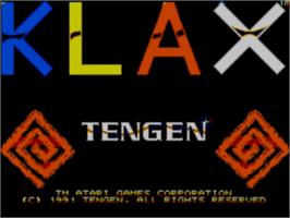 Title screen of Klax on the Sega Game Gear.