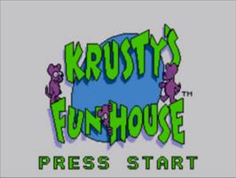 Title screen of Krusty's Fun House on the Sega Game Gear.