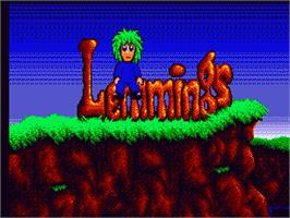 Title screen of Lemmings on the Sega Game Gear.
