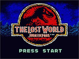 Title screen of Lost World: Jurassic Park on the Sega Game Gear.