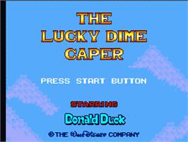 Title screen of Lucky Dime Caper starring Donald Duck on the Sega Game Gear.