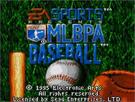 Title screen of MLBPA Baseball on the Sega Game Gear.