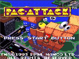 Title screen of Pac-Attack on the Sega Game Gear.