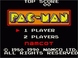 Title screen of Pac-Man on the Sega Game Gear.