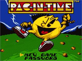 Title screen of Pac-in-Time on the Sega Game Gear.