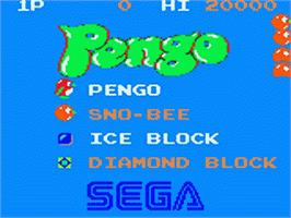 Title screen of Pengo on the Sega Game Gear.