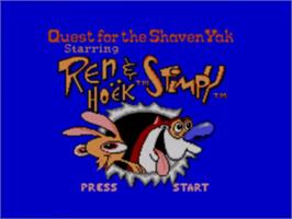 Title screen of Quest for the Shaven Yak starring Ren Hoëk & Stimpy on the Sega Game Gear.