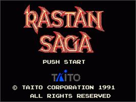 Title screen of Rastan Saga on the Sega Game Gear.