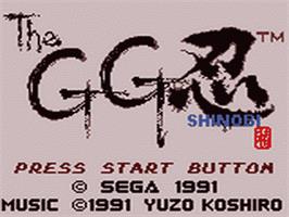 Title screen of Shinobi on the Sega Game Gear.
