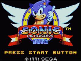 Title screen of Sonic The Hedgehog on the Sega Game Gear.