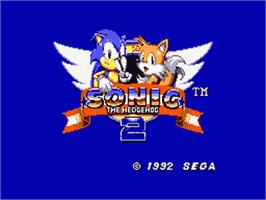 Title screen of Sonic The Hedgehog 2 on the Sega Game Gear.
