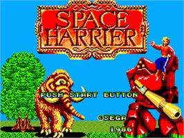 Title screen of Space Harrier on the Sega Game Gear.