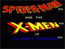 Title screen of Spider-Man and the X-Men: Arcade's Revenge on the Sega Game Gear.
