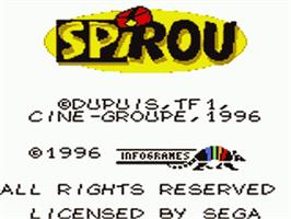 Title screen of Spirou on the Sega Game Gear.