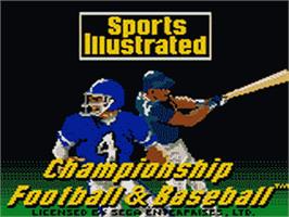 Title screen of Sports Illustrated Championship Football & Baseball on the Sega Game Gear.