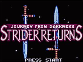 Title screen of Strider 2 on the Sega Game Gear.