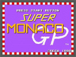 Title screen of Super Monaco GP on the Sega Game Gear.